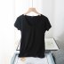 simple U-neck short-sleeved T-shirt  NSAM46177