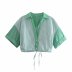 stitching striped faux silk shirt  NSAM46188