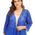 Plus size floral embroidere chiffon cardigan NSOY46238
