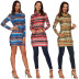 Multicolor Striped Long Sleeve Sweater NSOY46246