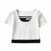 hit color layered short-sleeved elastic T-shirt NSHS46278