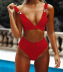 Strapped buckle plain bikini swimsuit set NSZO46307
