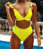Strapped buckle plain bikini swimsuit set NSZO46307