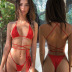 Cross strap solid color thong bikini swimsuit set NSZO46316