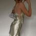 Low-Cut Suspender Hollow Backless Split Sexy Dress NSAG46446