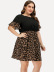 Leopard print high waist plus size dress  NSGHY46518