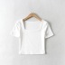 Net celebrity European and American style women&#39;s generous collar stretch short sleeve 2021 women&#39;s new elastic umbilical leaking T-shirt NSHS46608