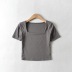 Net celebrity European and American style women&#39;s generous collar stretch short sleeve 2021 women&#39;s new elastic umbilical leaking T-shirt NSHS46608