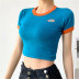American retro style hit color T-shirt 2021 women&#39;s new crop top high waist slim yoga fitness top NSHS46610