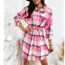 Waist Plaid Shirt Dress NSYF46630