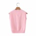 contrast color pink sleeveless sweater NSHS46728