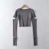 Fashion cut out long sleeve crop top NSHS46741