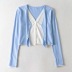 Splicing double button cardigan NSHS46761