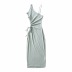 one-shoulder stretch high slit suspender dress NSHS46840