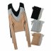 V-neck long-sleeved sweater tethered knitted trousers suit NSHS46866