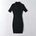 buttoned mid-sleeve elastic knitted dress   NSHS46876