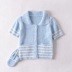 Lapel splicing pocket short-sleeved sweater NSHS46881