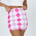 Diamond lattice vest high-waist stretch skirt suit NSHS46889