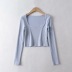 Solid color long-sleeved crop top NSHS46904