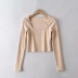 Solid color long-sleeved crop top NSHS46904