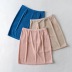 lapel short sleeve tops elastic waist skirt suit NSHS46916
