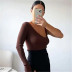 Single sleeve solid color sweater NSHS46928