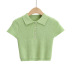 Fashion solid color knit POLO top NSHS46947