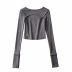 Fashion cut out long sleeve crop top NSHS46953