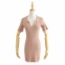 Lapel front slit knit elastic solid color dress NSHS46962