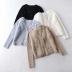 Solid color button front fluffy sweater NSHS46972