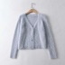 Solid color button front fluffy sweater NSHS46972