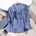 drape solid color stand-up collar casual shirt  NSAM39296