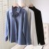 lapel solid color long-sleeved shirt NSAM39297