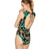 plant print open back one-piece swimsuit  NSHL39323