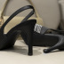 rhinestone tassels stiletto black sandals  NSHU39355