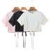 halter lace-up design short-sleeved T-shirt  NSLD39411