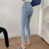 Fashion stitching high waist slim jeans  NSLD39413
