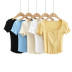 stitching reverse line design square neck knitted T-shirt  NSLD39421