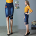 Embroidered Mid-length Denim Skirt  NSDT39451