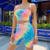 Rainbow Printed Tube Top & Shorts Set NSXYA39486