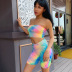 Conjunto de top y shorts con estampado de arcoíris NSXYA39486