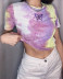 casual butterfly print tie-dye short-sleeved T-shirt NSXYA39543