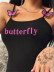 chaleco con bordado de letras de honda de mariposa sexy NSXYA39555