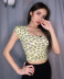 square neck halter puff sleeve butterfly printed T-shirt  NSXYA39559