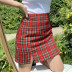 high waist plaid side slit short skirt  NSAC39571