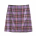 high waist plaid side slit short skirt  NSAC39571