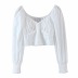 fashion square collar pearl button short shirt NSAC39585