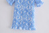 tie-dye printing puff sleeve ruffle dress NSAM39594