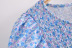 print round neck puff sleeve pleated dress  NSAM39595