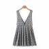 houndstooth check strap pleated short dress NSAM39603